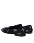 Dolce & Gabbana Blue Logo Cotton Loafers Formal Dress Shoes